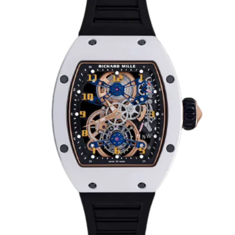 RM 17-02 Manual Winding Tourbillon Rubber Strap Skeleton Dial Ceramic Case - Richard Mille