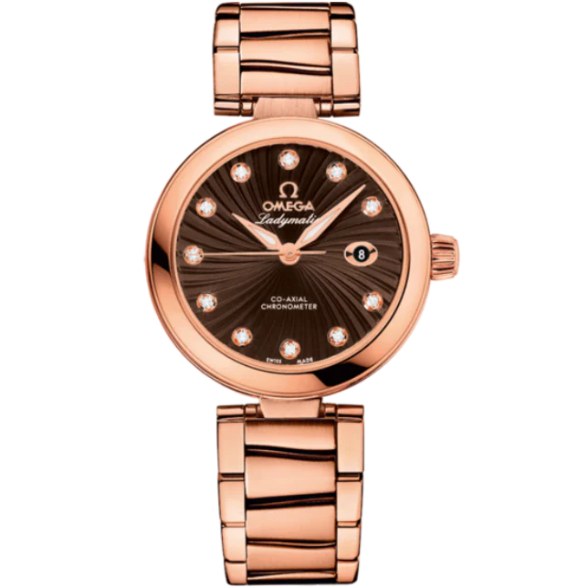 DE VILLE LADYMATIC 34 MM RED GOLD WITH BROWN DIAL - Omega