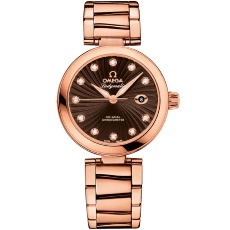 DE VILLE LADYMATIC 34 MM RED GOLD WITH BROWN DIAL - Omega