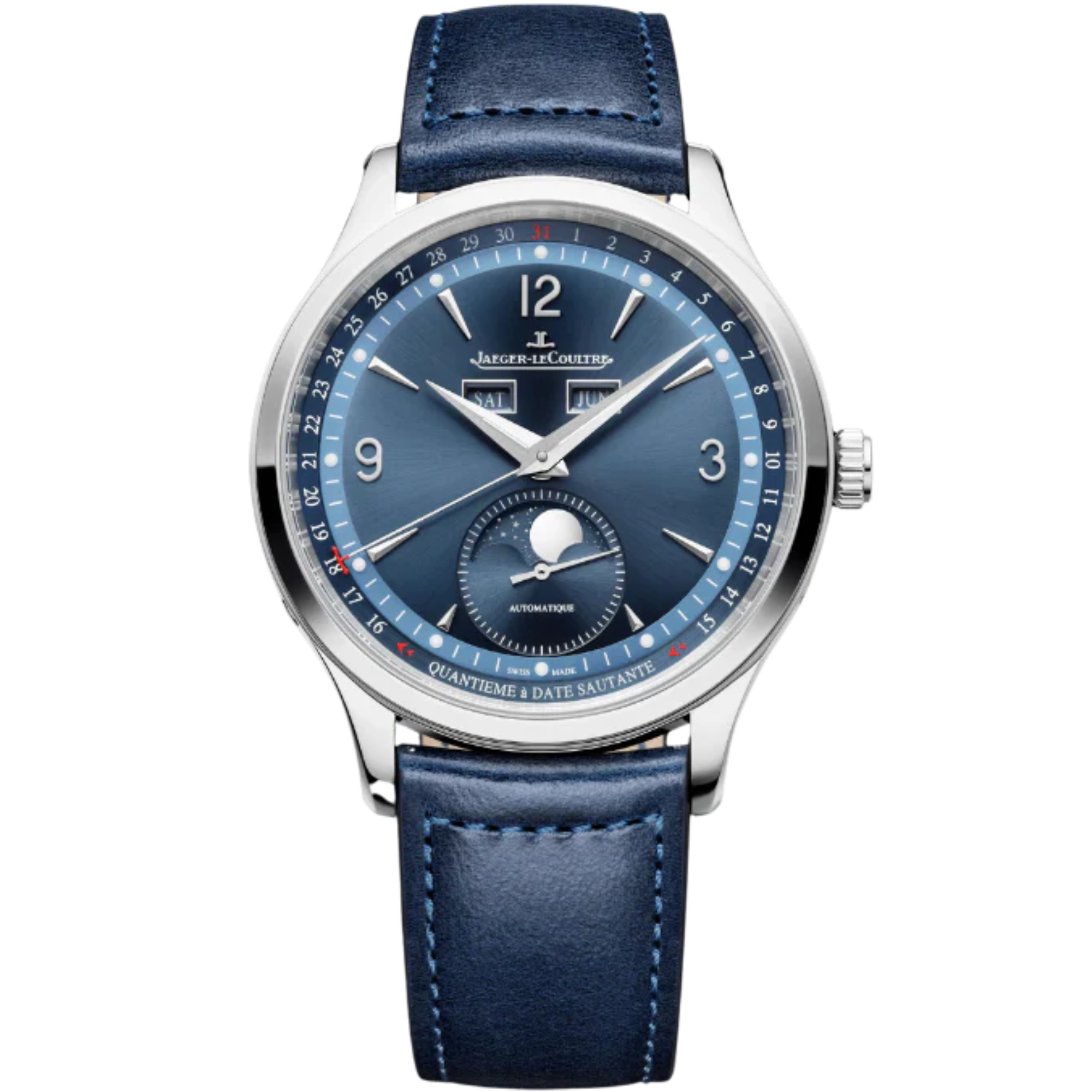 MASTER CONTROL CALENDAR 40 MM STAINLESS STEEL WITH BLUE SUNRAY BRUSHED DIAL - Jaeger-LeCoultre