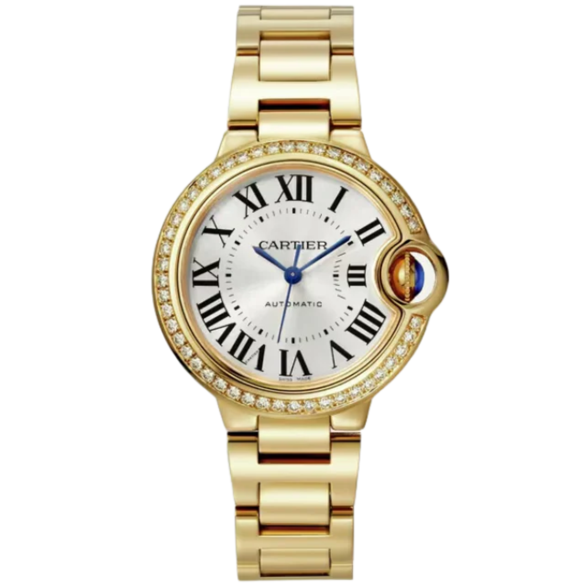 BALLON BLEU DE CARTIER 33 MM YELLOW GOLD WITH SILVER SUNRAY-EFFECT DIAL - Cartier