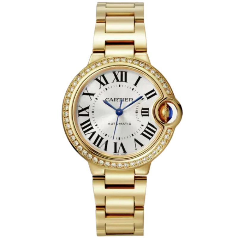 BALLON BLEU DE CARTIER 33 MM YELLOW GOLD WITH SILVER SUNRAY-EFFECT DIAL - Cartier