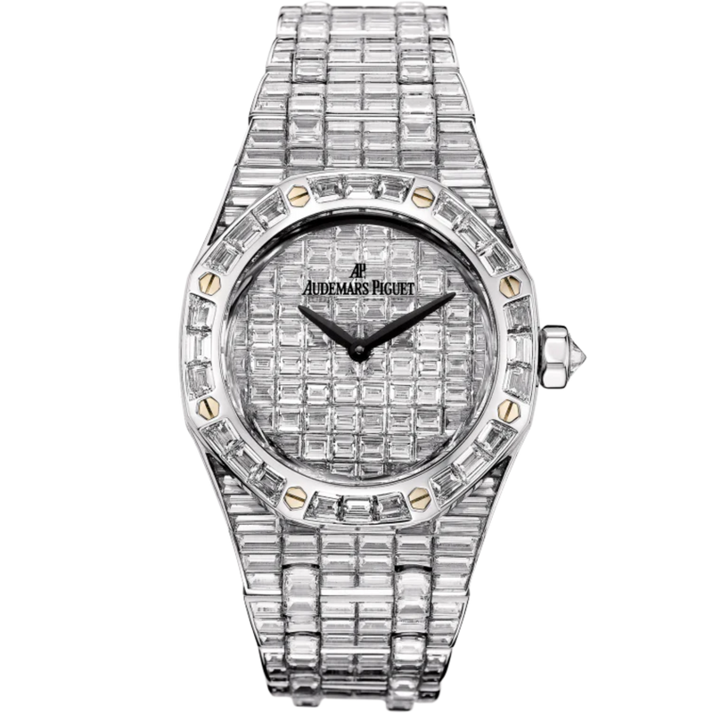 Royal Oak Quartz 33MM 18-Carat White Gold Bracelet Entirely Set With Baguette-Cut Diamonds Baguette-Cut Diamond-Paved Dial 18-Carat White Gold Case Entirely Set With Baguette-Cut Diamonds - Audemars Piguet