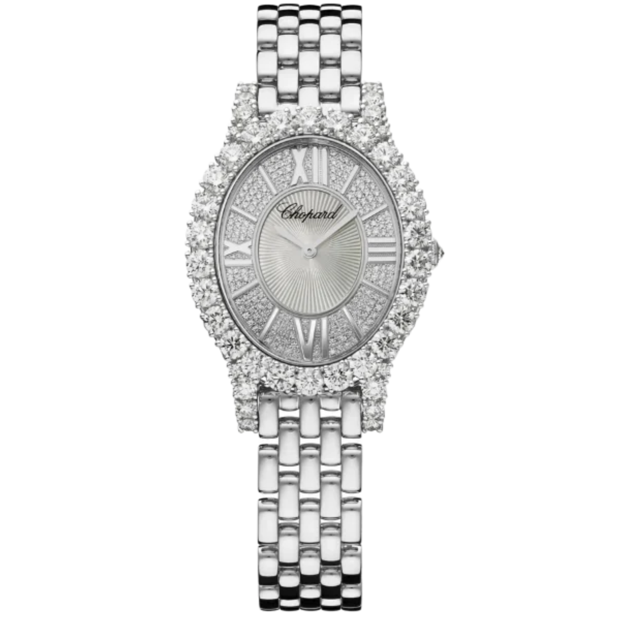 L'HEURE DU DIAMANT OVAL SMALL 34 MM 18K WHITEE GOLD WITH MOTHER OF PEARL DIAL - Chopard