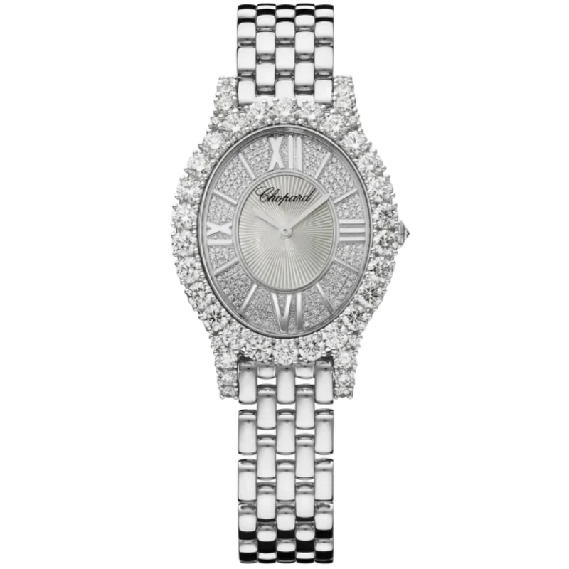 L'HEURE DU DIAMANT OVAL SMALL 34 MM 18K WHITEE GOLD WITH MOTHER OF PEARL DIAL - Chopard