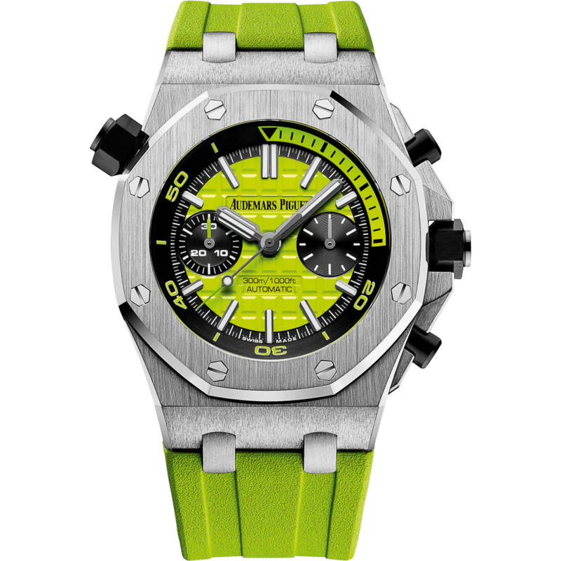 Royal Oak Offshore Diver Chronograph 42MM Green Rubber Strap Green  Dial With Méga Tapisserie Pattern Stainless Steel Case - Audemars Piguet