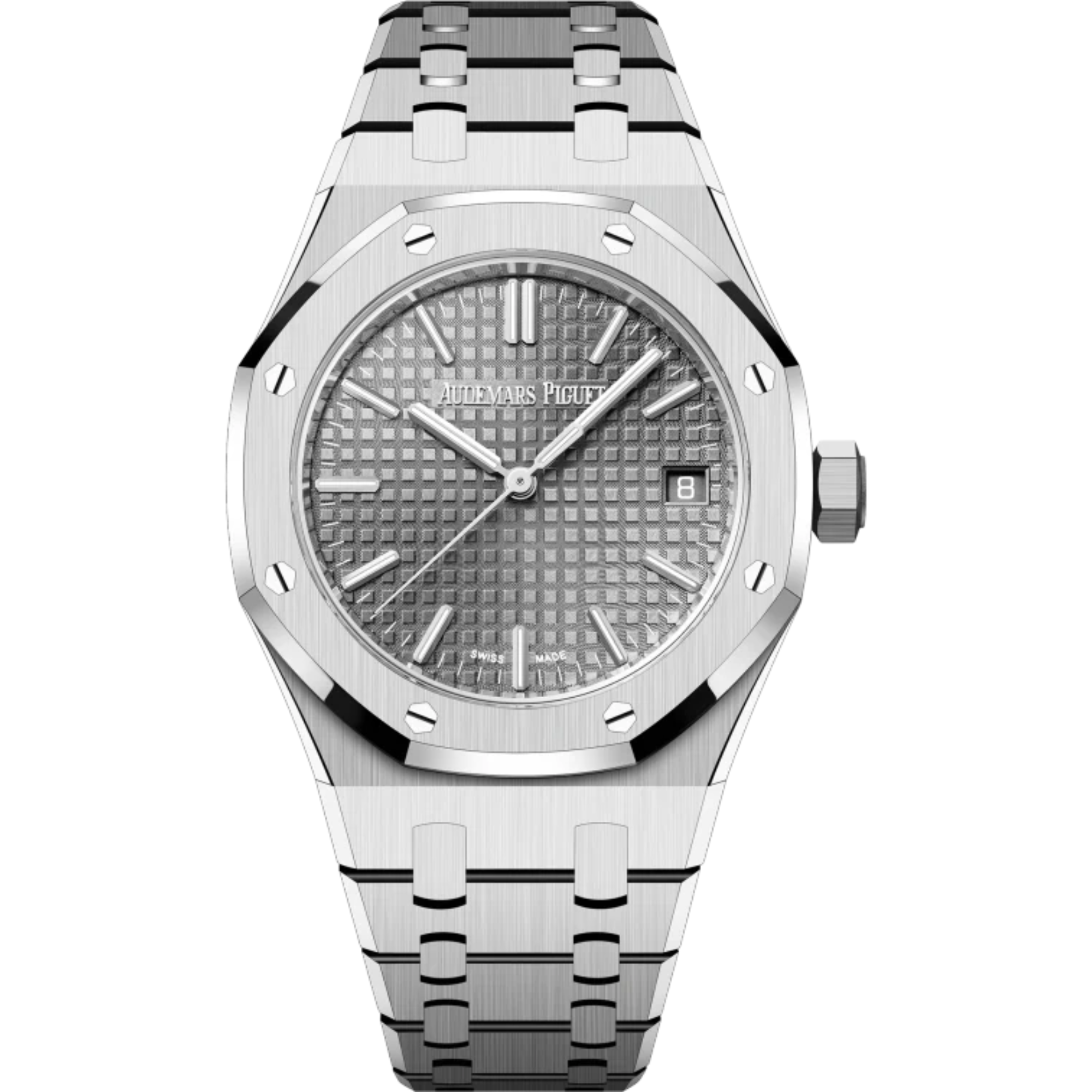 Royal Oak Selfwinding 50th Anniversary 37MM Stainless Steel Bracelet Grey Dial With Grande Tapisserie Pattern Stainless Steel Case - Audemars Piguet