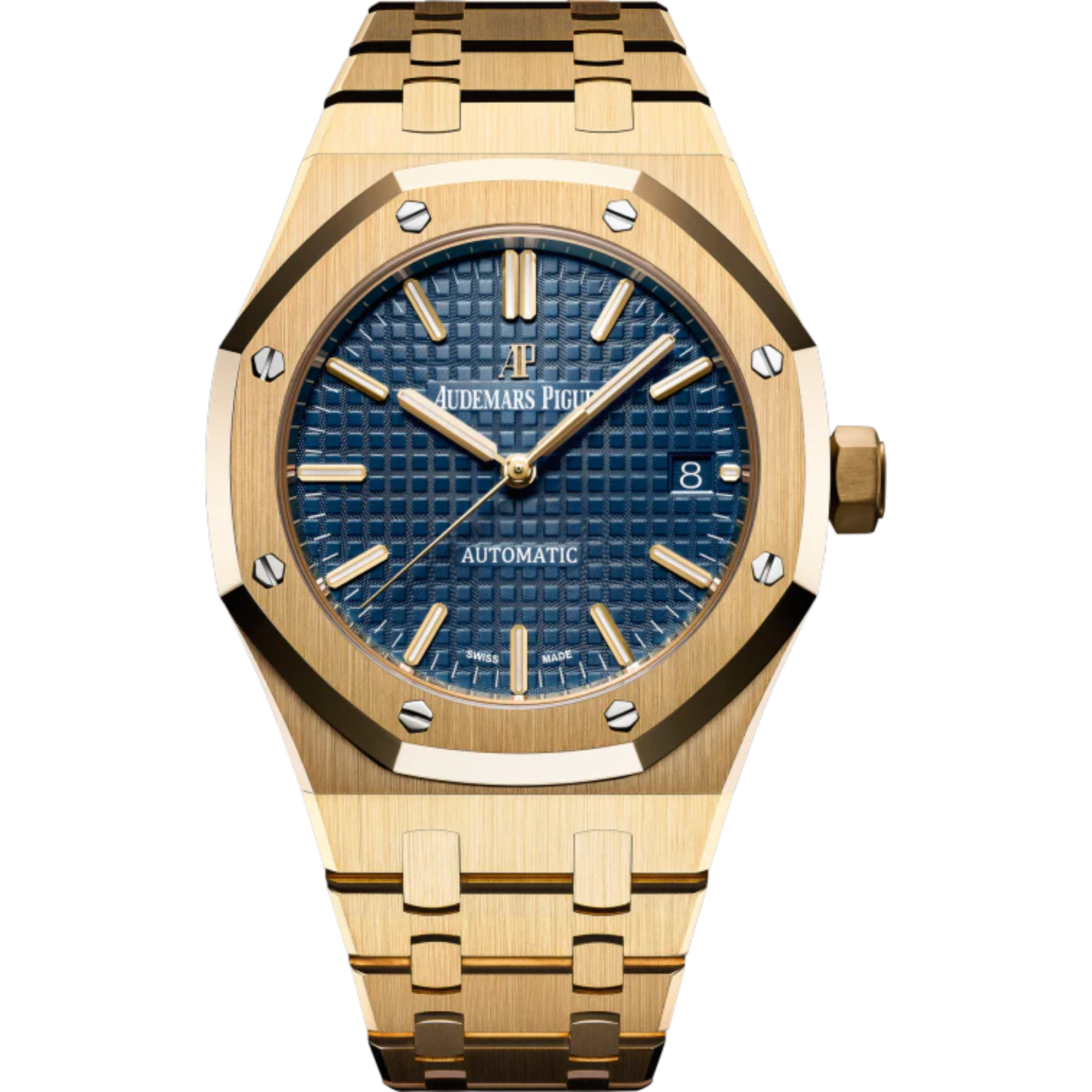 Royal Oak Selfwinding 37MM 18-Carat Yellow Gold Bracelet Blue Dial With Grande Tapisserie Pattern 18-Carat Yellow Gold Case - Audemars Piguet