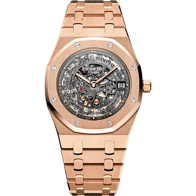 Royal Oak Openworked Extra-Thin 39MM 18-Carat Rose Gold Bracelet Openworked Slate Grey Dial 18-Carat Rose Gold Case - Audemars Piguet