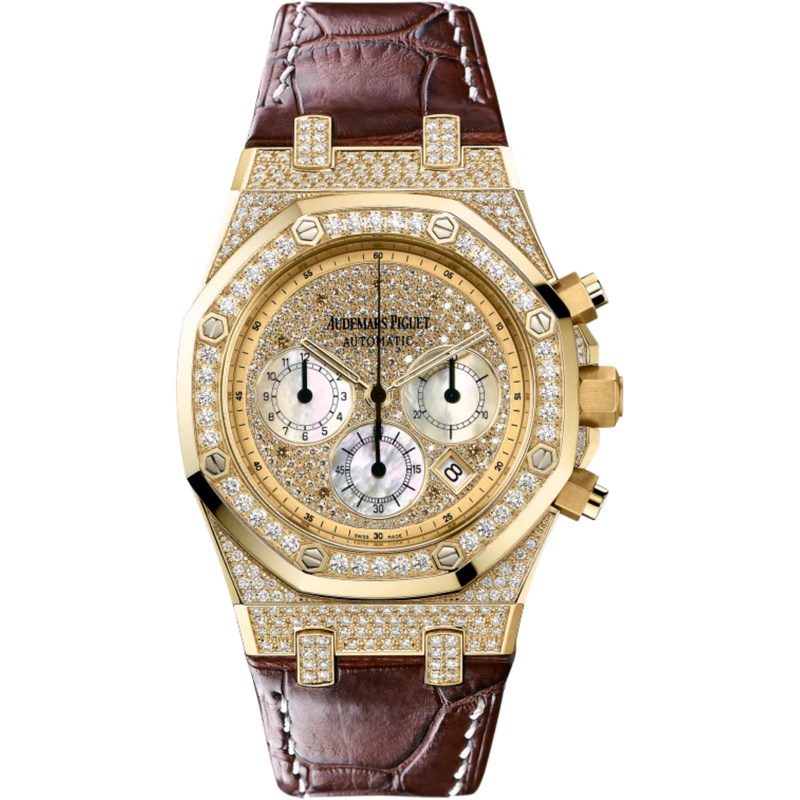 Royal Oak Chronograph 39MM Brown Crocodile Strap Yellow Gold Dial 18-Carat Yellow Gold Case - Audemars Piguet