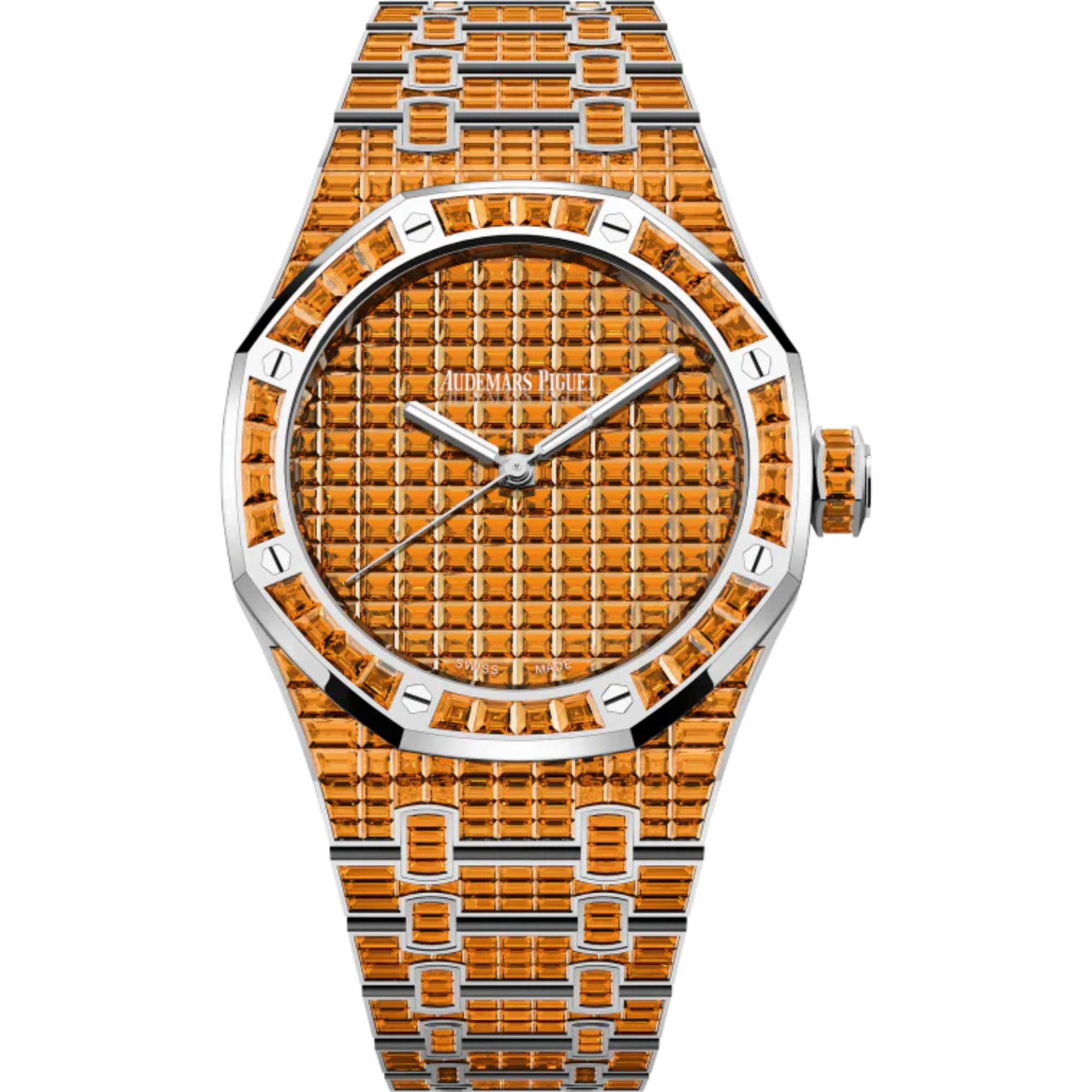 Royal Oak Selfwinding Orange Spessartite 50th Anniversary 41MM 18-Carat White Gold Bracelet Set 18-Carat White Gold Dial Set 18-Carat White Gold Case Set With Baguette-Cut Orange Spessartites - Audemars Piguet