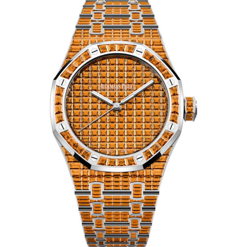 Royal Oak Selfwinding Orange Spessartite 50th Anniversary 41MM 18-Carat White Gold Bracelet Set 18-Carat White Gold Dial Set 18-Carat White Gold Case Set With Baguette-Cut Orange Spessartites - Audemars Piguet