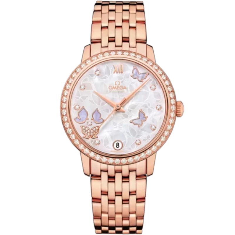 DE VILLE PRESTIGE BUTTERFLY 33 MM RED GOLD WITH MOTHER OF PEARL DIAL - Omega
