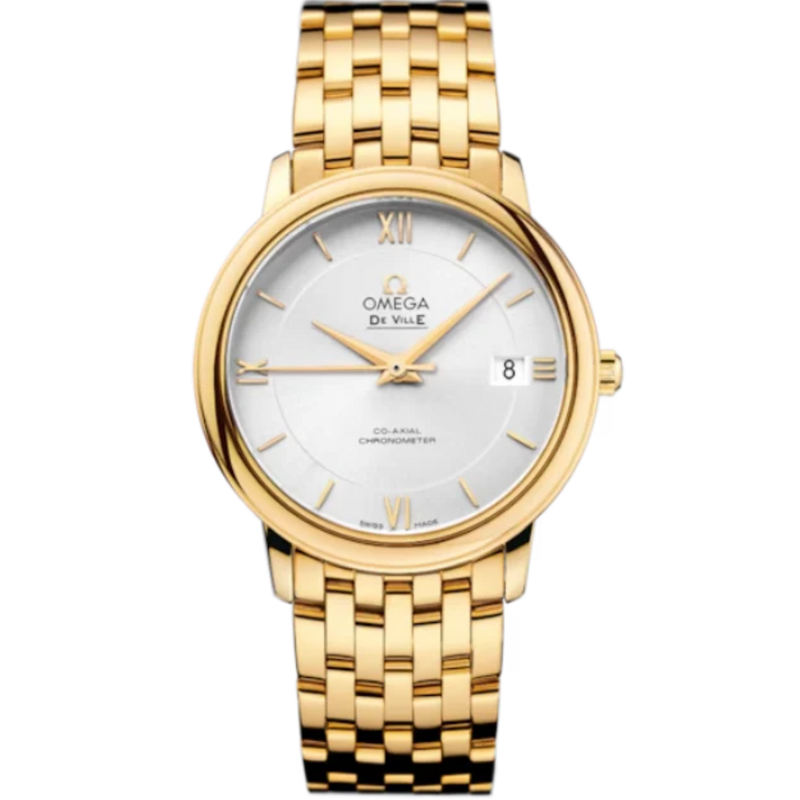 DE VILLE PRESTIGE 37 MM YELLOW GOLD WITH SILVER DIAL - Omega