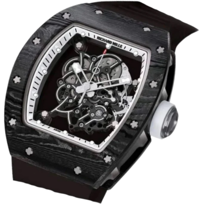 RM 55 Bubba Watson White Legend Rubber Strap Skeleton Dial Titanium Case NTPT Carbon Bezel - Richard Mille