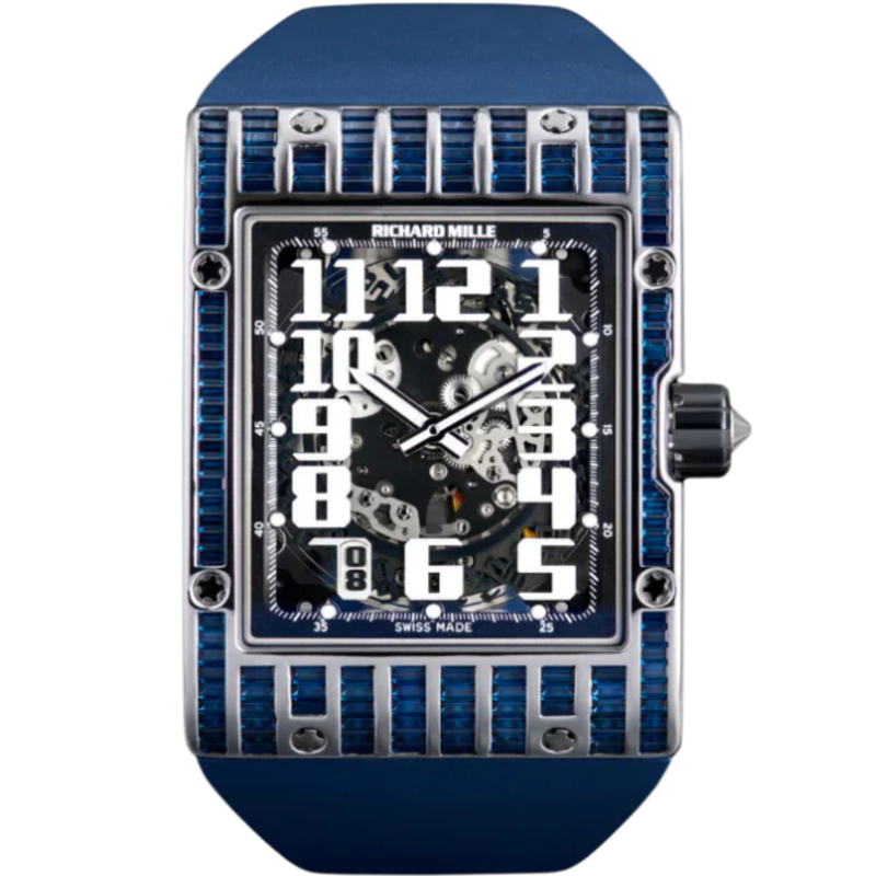 RM 016 Baguette Sapphire Set Blue Rubber Strap Blue Baguette Cut Sapphires Case - Richard Mille