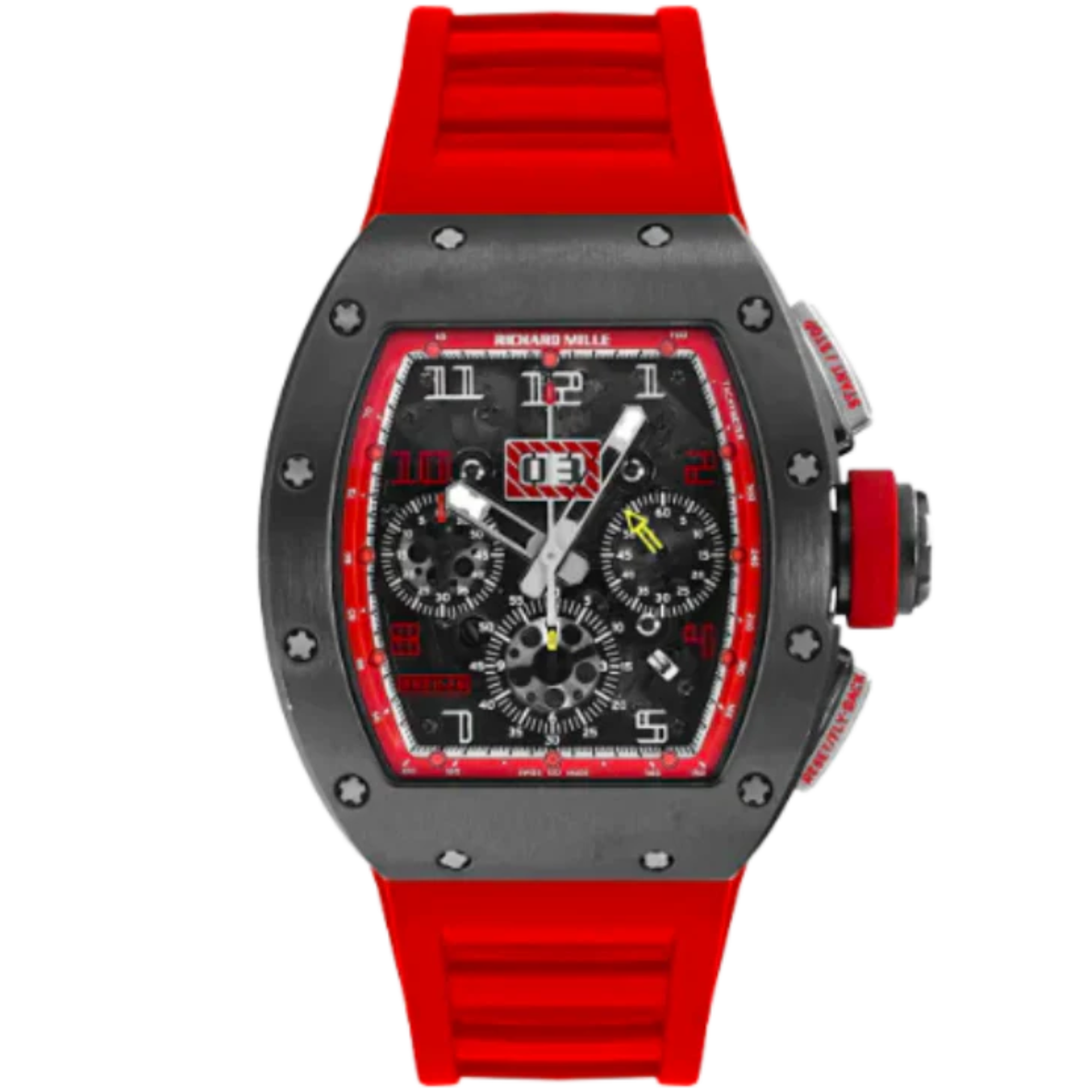 RM 011 Felipe Massa Titanium and Red Rubber Strap Titanium Case - Richard Mille