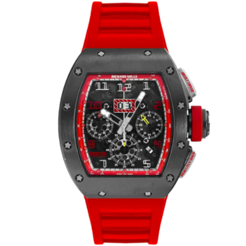 RM 011 Felipe Massa Titanium and Red Rubber Strap Titanium Case - Richard Mille