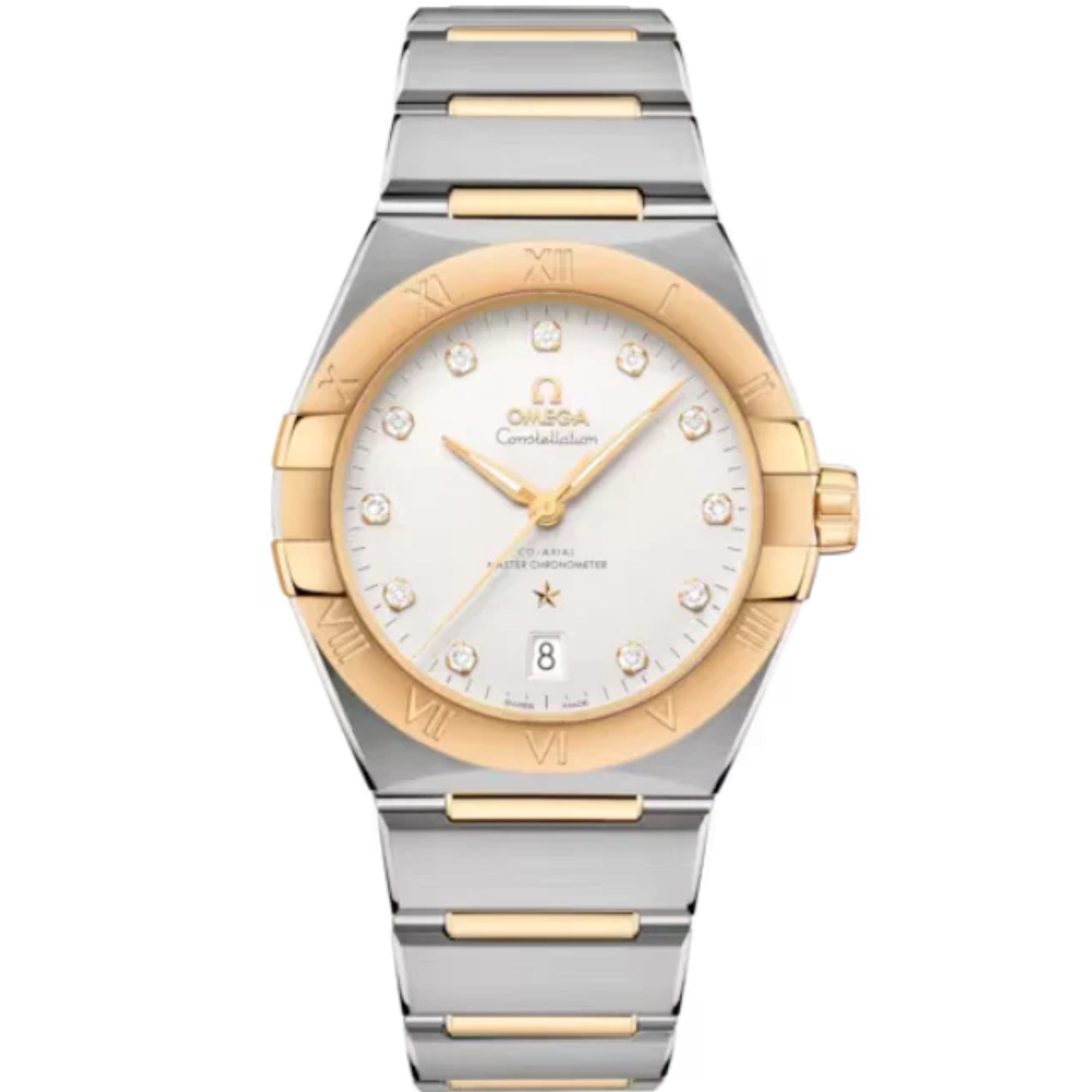 CONSTELLATION 39 MM STAINLESS STEEL - YELLOW GOLD WITH SILVER DIAL - Omega