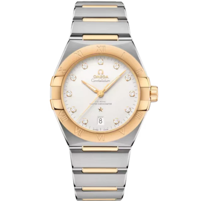 CONSTELLATION 39 MM STAINLESS STEEL - YELLOW GOLD WITH SILVER DIAL - Omega