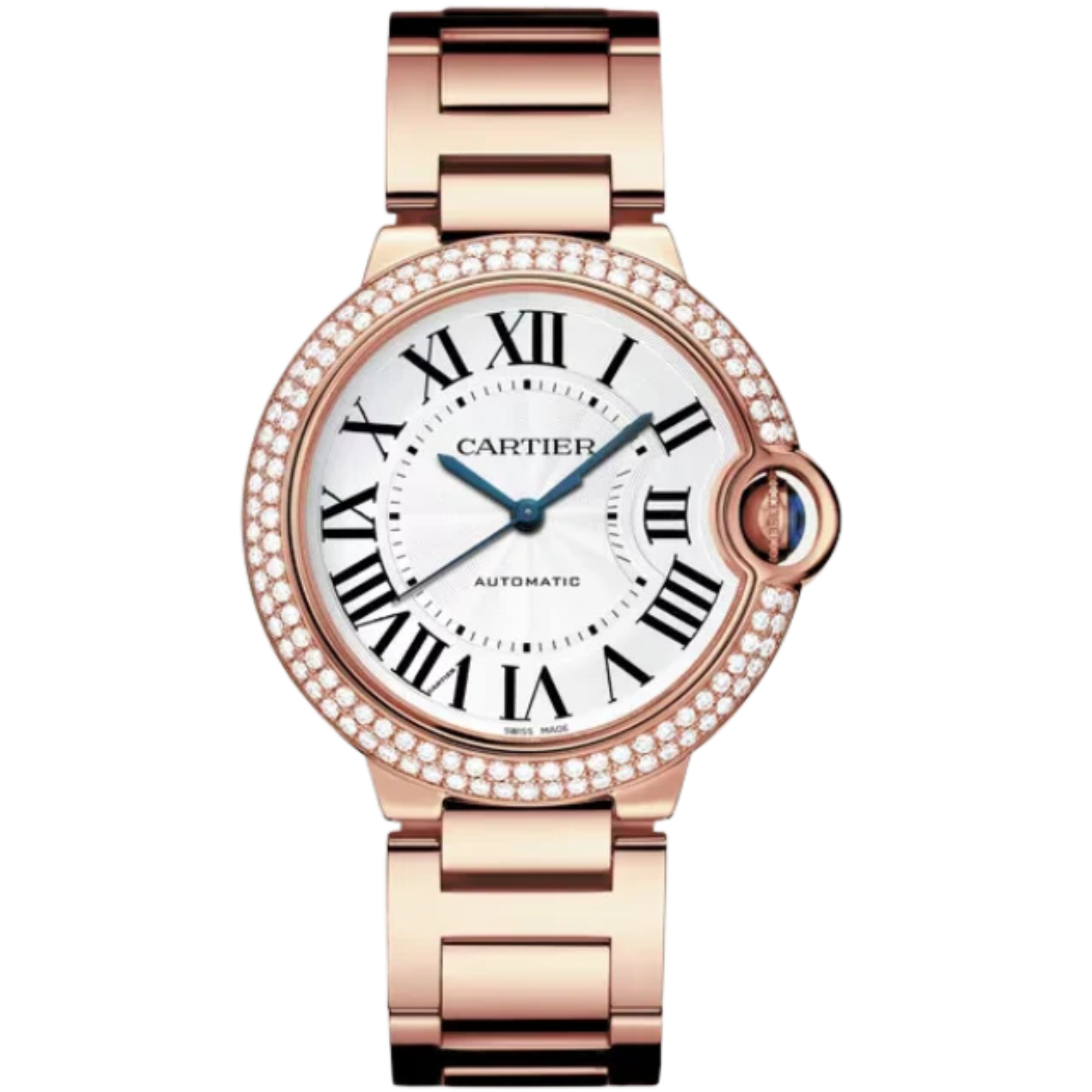 BALLON BLEU DE CARTIER 36 MM ROSED GOLD WITH SILVER GUILLOCHE DIAL - Cartier