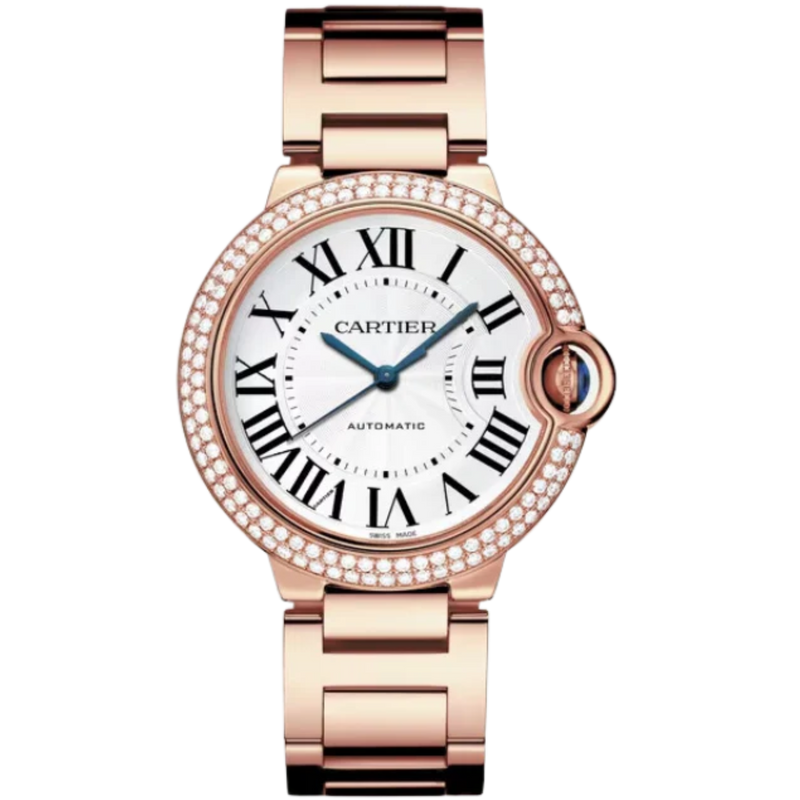 BALLON BLEU DE CARTIER 36 MM ROSED GOLD WITH SILVER GUILLOCHE DIAL - Cartier
