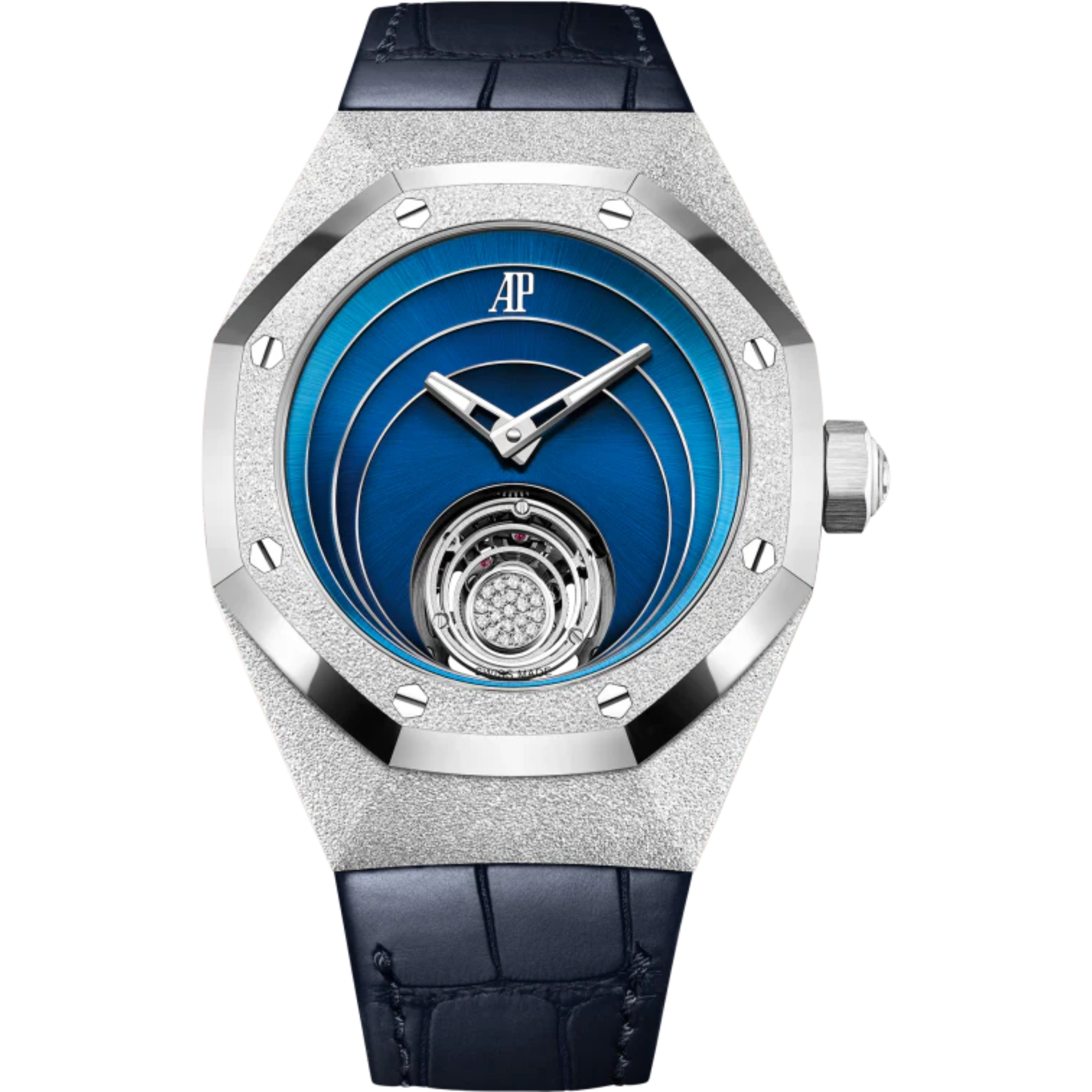 Royal Oak Concept 38.5mm Flying Tourbillon Frosted Gold and White Gold with Blue Dial Octagonal Bezel - Audemars Piguet