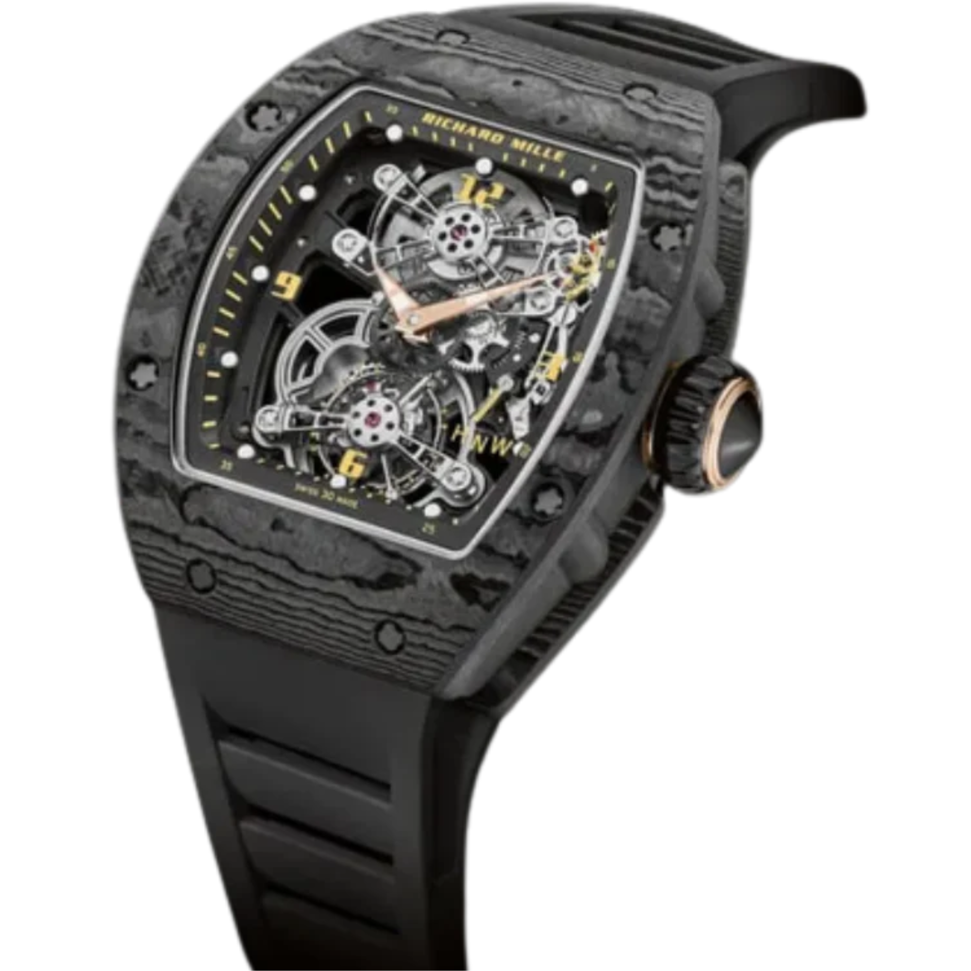 RM 17-01 Manual Winding Tourbillon Rubber Strap Skeleton Dial Carbon TPT Case - Richard Mille