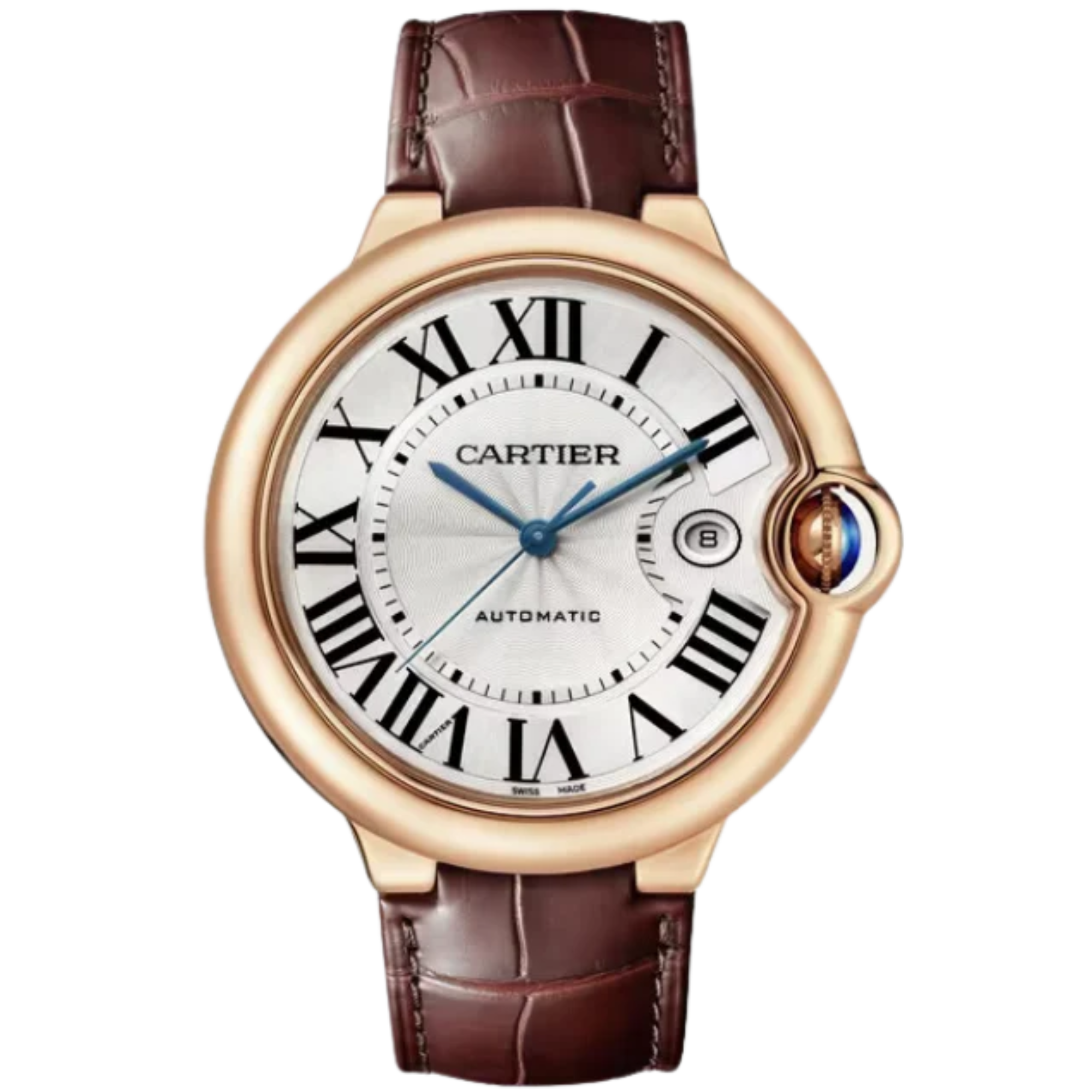 BALLON BLEU DE CARTIER 42 MM ROSE GOLD WITH SILVER GUILLOCHE LACQUER OPALINE DIAL - Cartier