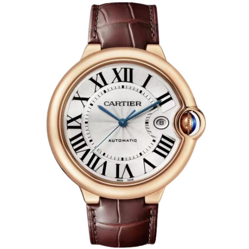 BALLON BLEU DE CARTIER 42 MM ROSE GOLD WITH SILVER GUILLOCHE LACQUER OPALINE DIAL - Cartier