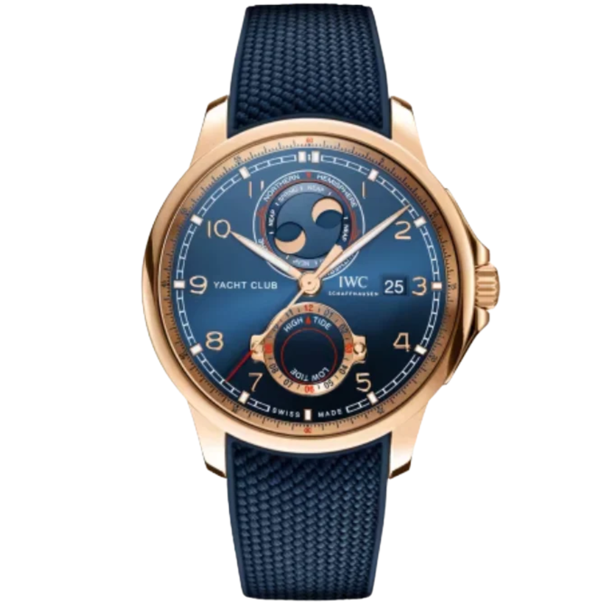 PORTUGIESER YACHT CLUB MOON & TIDE 45 MM GOLD WITH BLUE DIAL - IWC