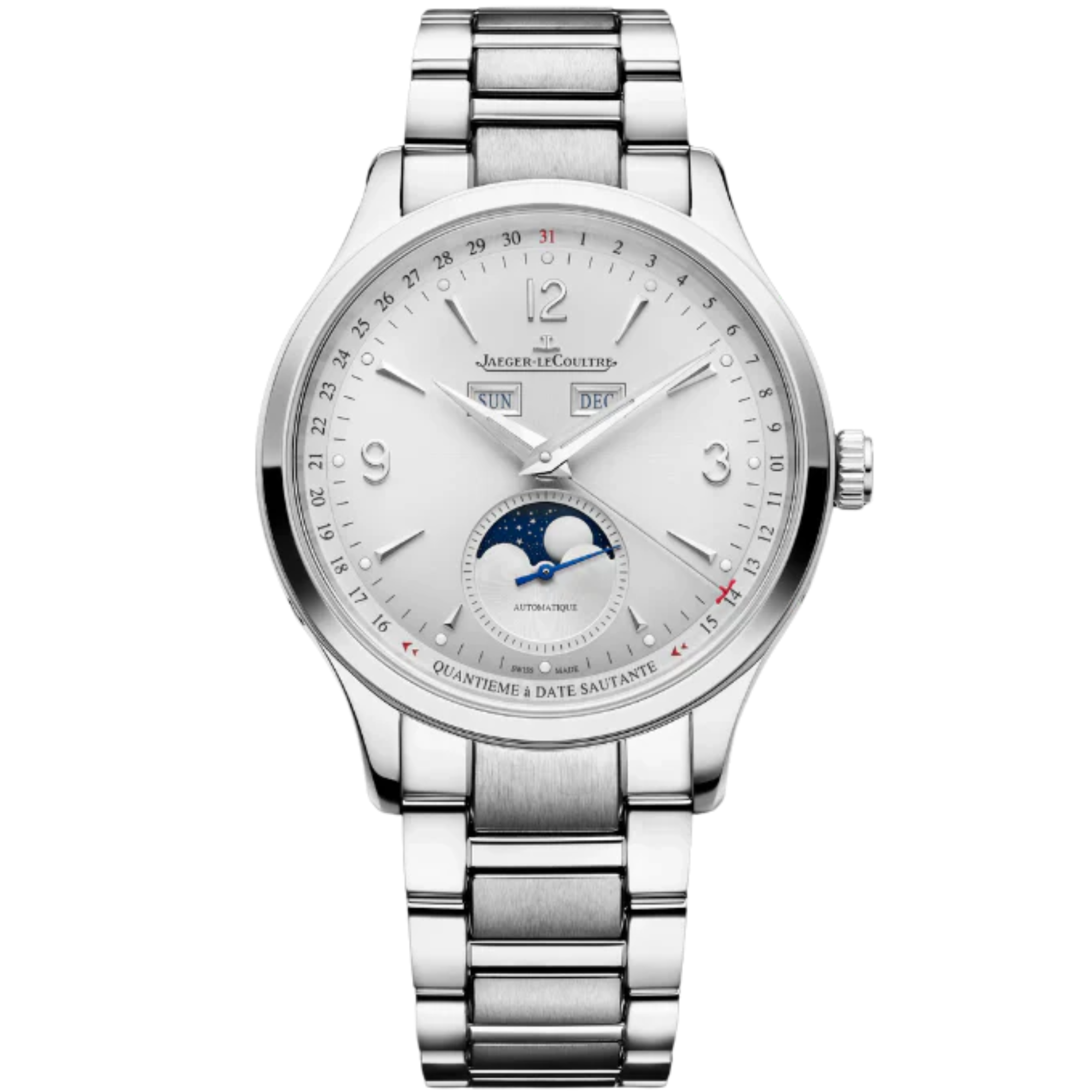 MASTER CONTROL CALENDAR 40 MM STAINLESS STEEL WITH SILVER GREY, SUNRAY BRUSHED DIAL - Jaeger-LeCoultre