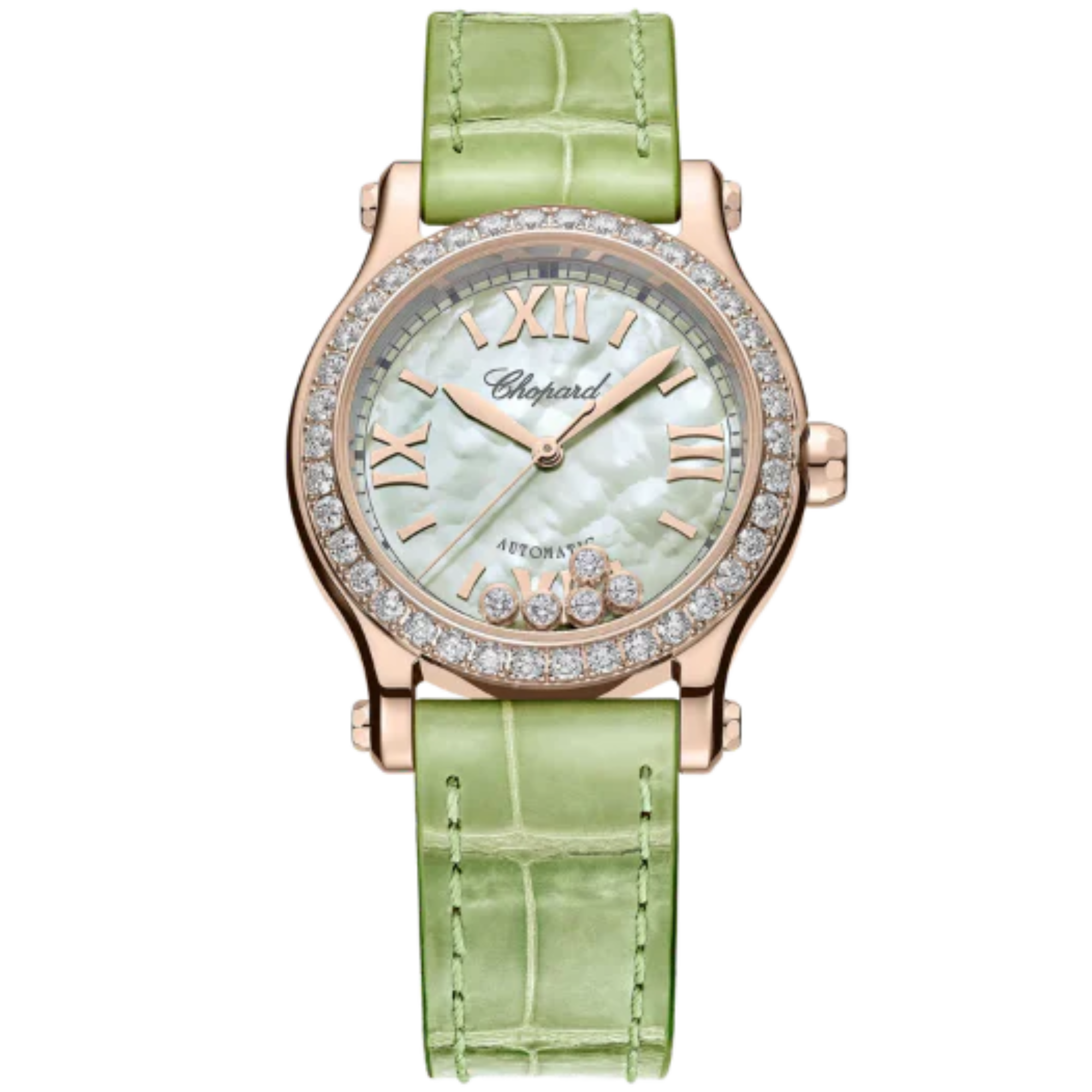 HAPPY SPORT 30 MM ETHICAL ROSE GOLD WITH GREEN MOTHER OF PEARL DIAL - Chopard