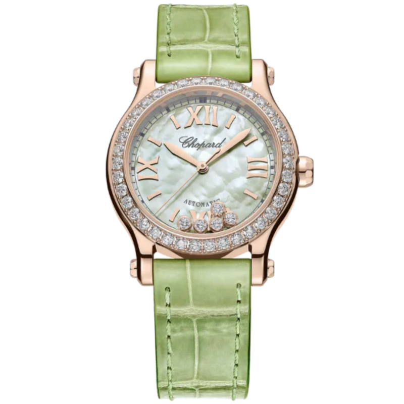 HAPPY SPORT 30 MM ETHICAL ROSE GOLD WITH GREEN MOTHER OF PEARL DIAL - Chopard