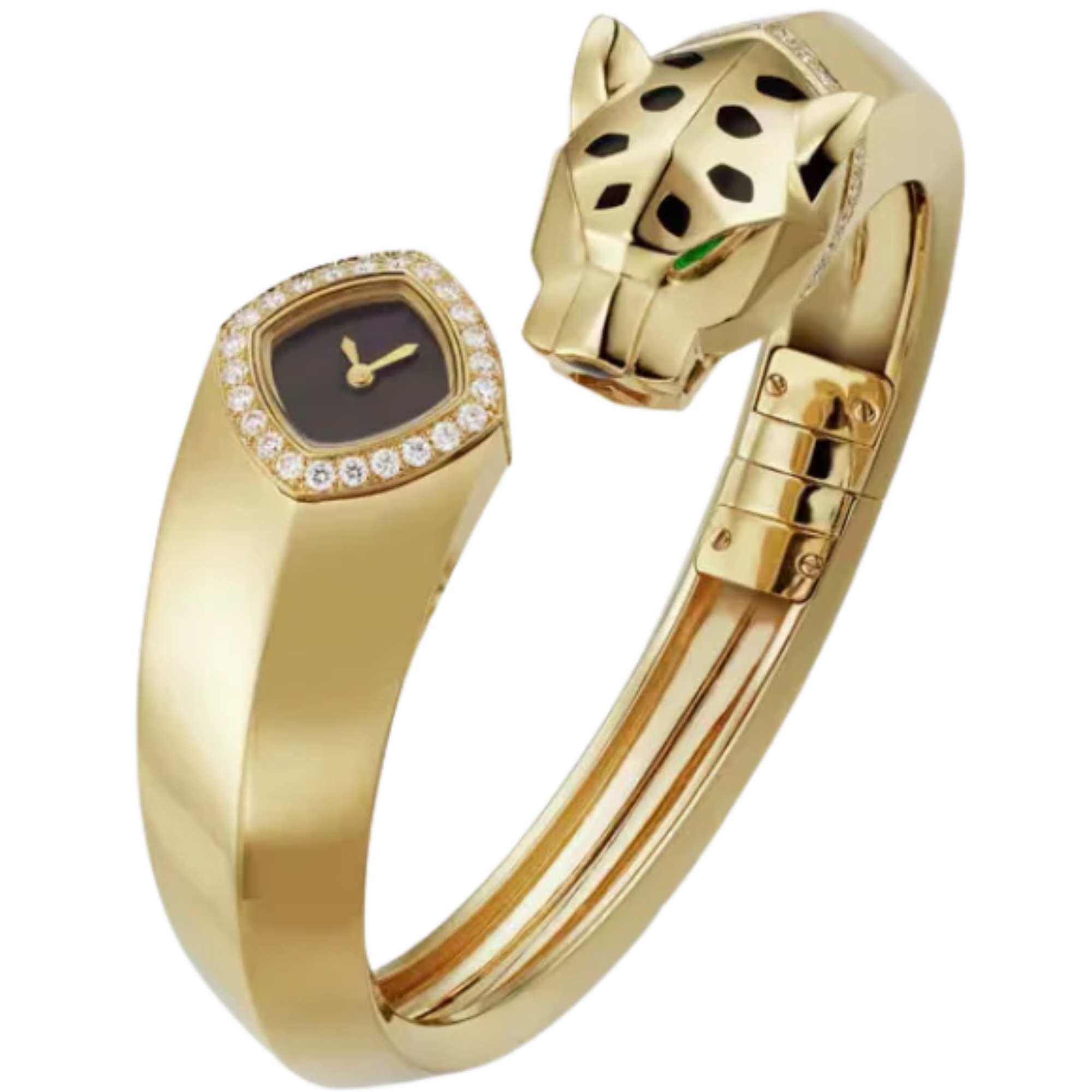 LA PANTHERE DE CARTIER BANGLE 18 MM 18K YELLOW GOLD WITH BLACK DIAL SIZE 17 - Cartier
