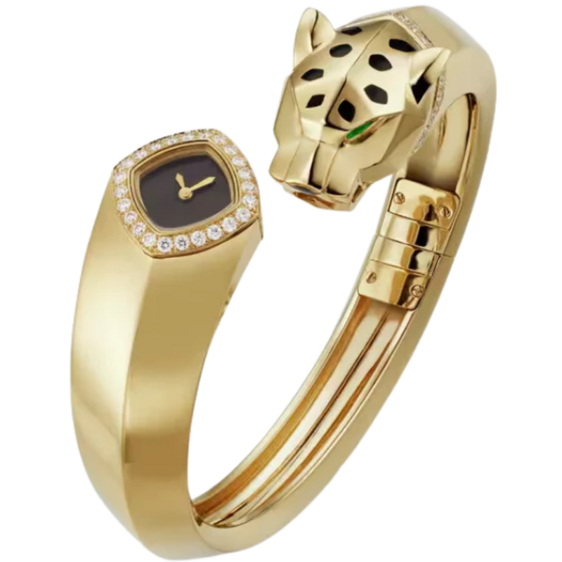 LA PANTHERE DE CARTIER BANGLE 18 MM 18K YELLOW GOLD WITH BLACK DIAL SIZE 17 - Cartier
