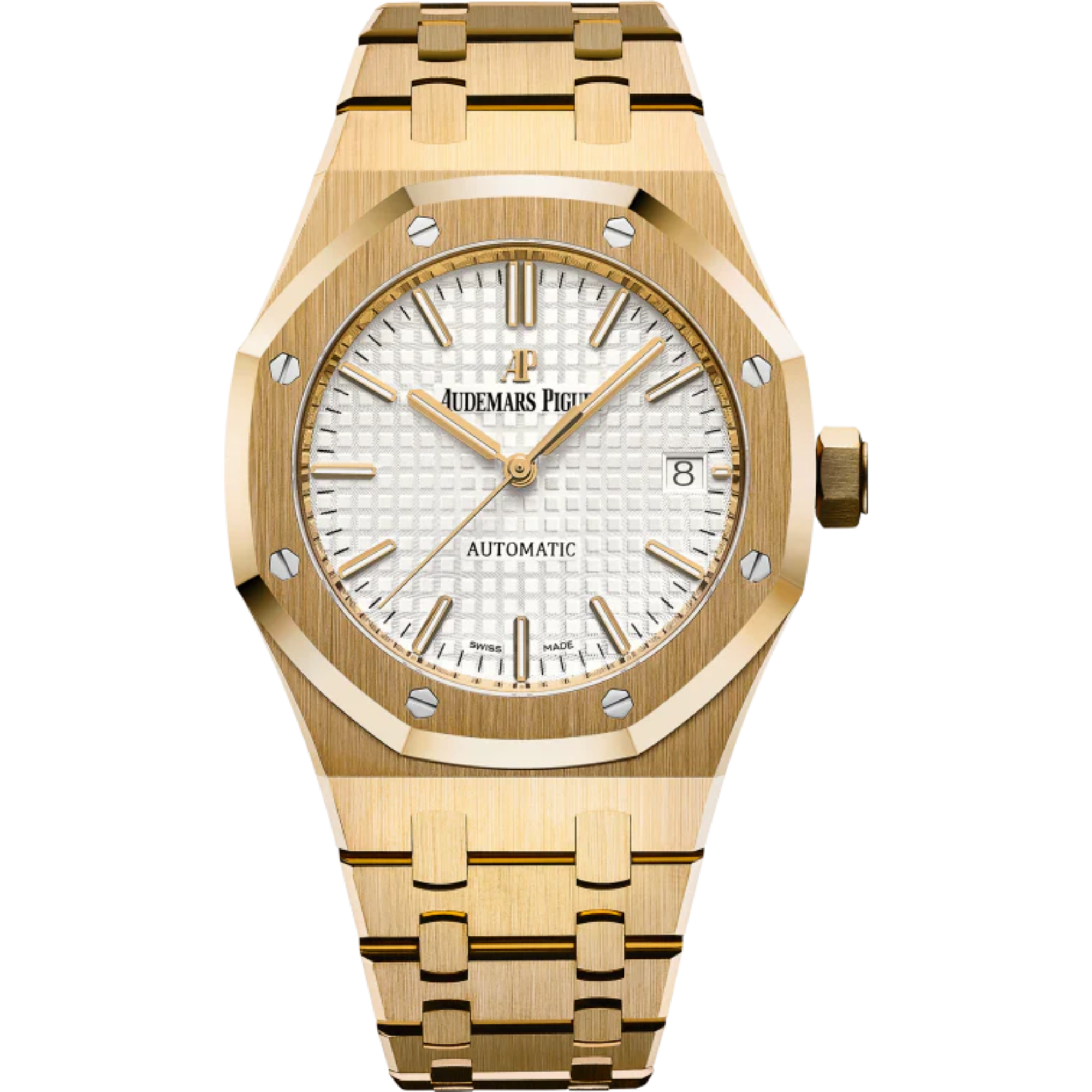 Royal Oak Selfwinding 37MM 18-Carat Yellow Gold Bracelet Silver-Toned Dial With Grande Tapisserie pattern 18-Carat Yellow Gold Case - Audemars Piguet