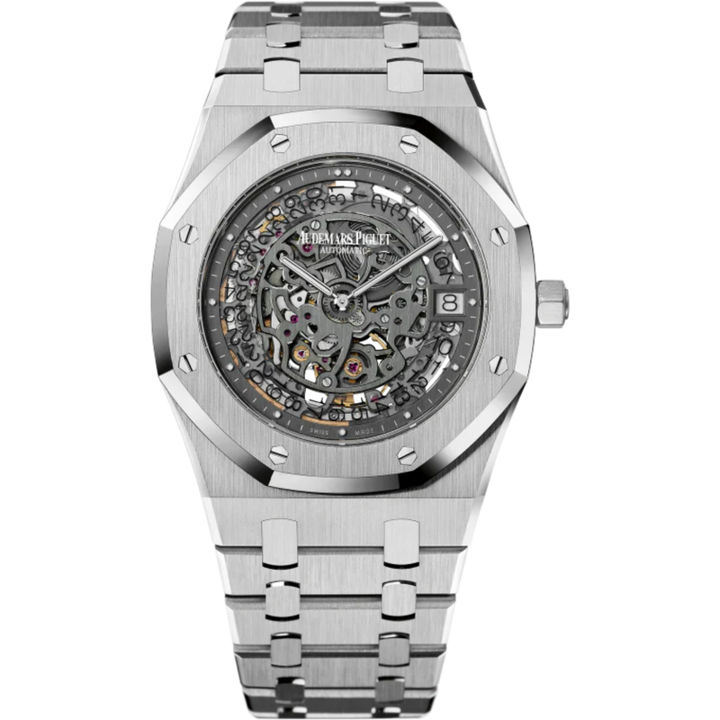 Royal Oak Openworked Extra-Thin 39MM 950 Platinum Bracelet Openworked Slate Grey Dial 950 Platinum Case - Audemars Piguet