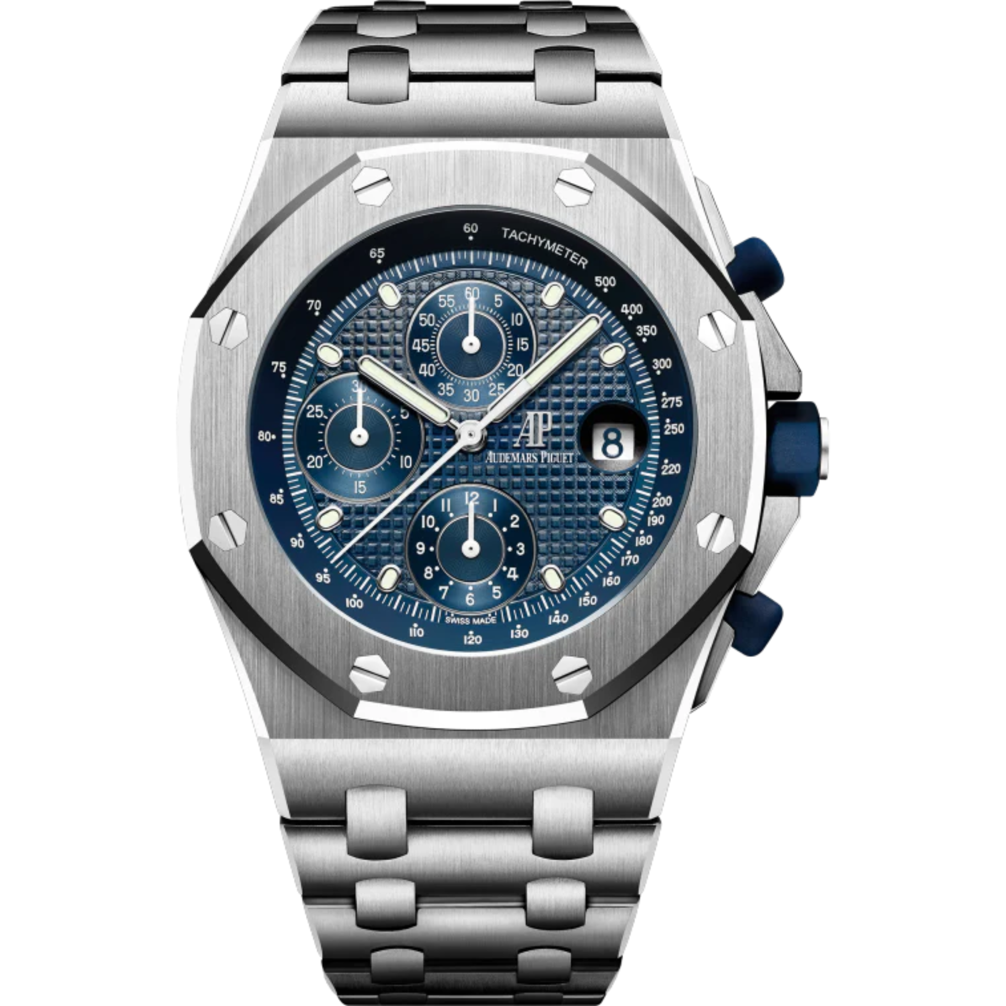 Royal Oak Offshore Selfwinding Chronograph 42MM Stainless Steel Bracelet Blue Dial With Petite Tapisserie Pattern Stainless Steel Case - Audemars Piguet