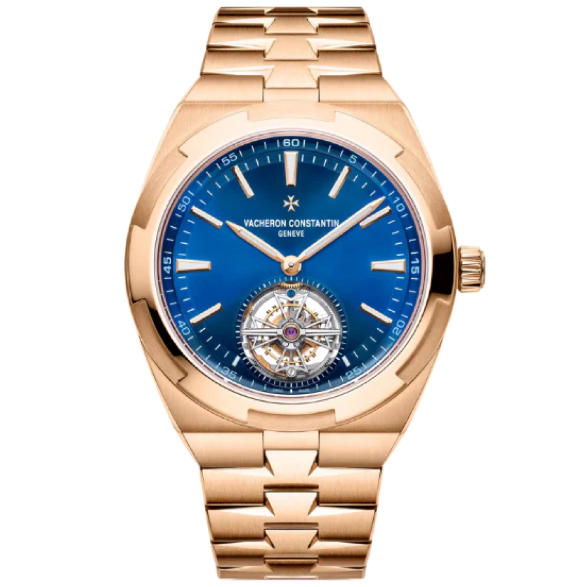 OVERSEAS TOURBILLON 42 MM PINK GOLD WITH BLUE BRASS DIAL - Vacheron Constantin