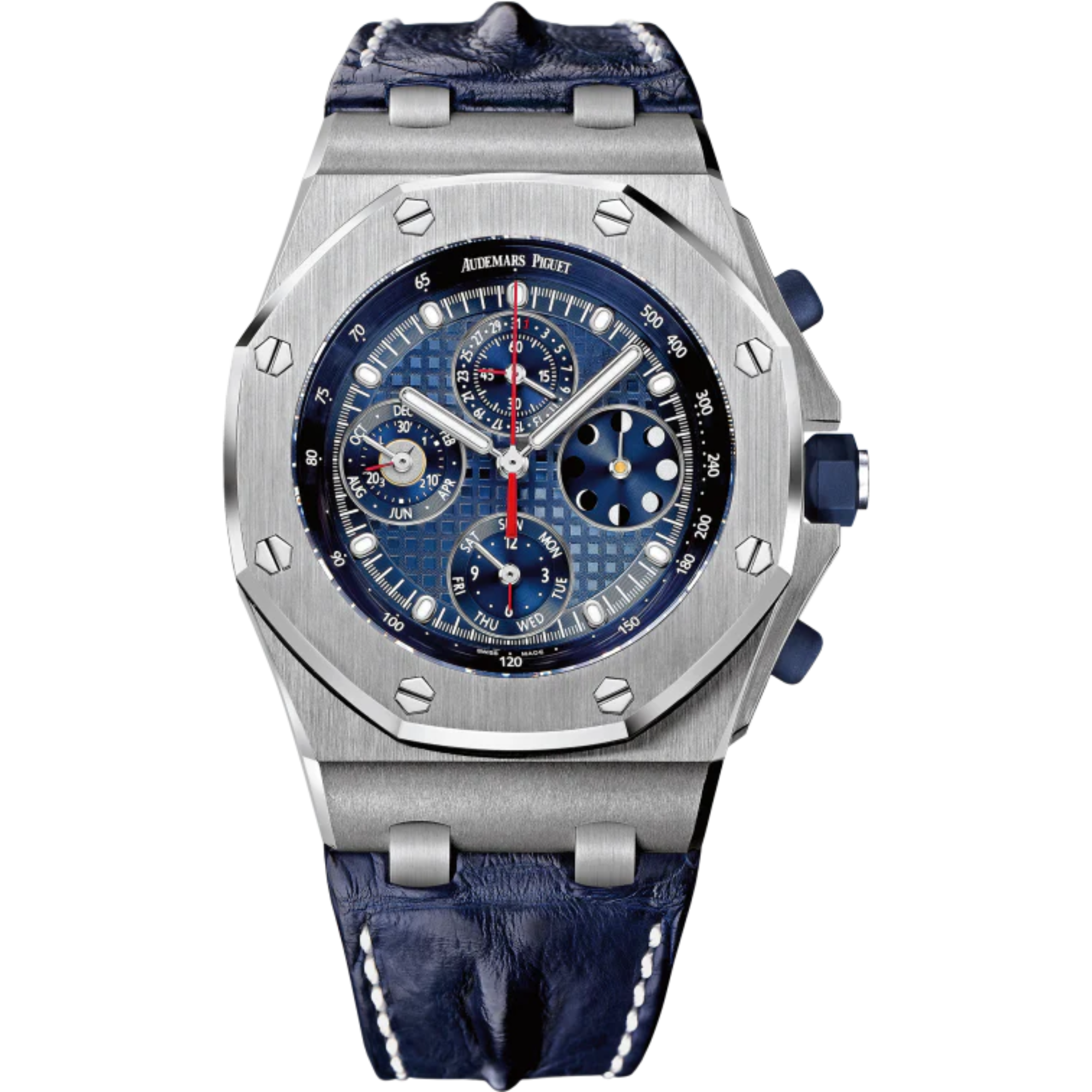 Royal Oak Offshore Perpetual Calendar Chronograph 42MM Blue Alligator Strap Blue Dial With Grande Tapisserie Pattern 950 Platinum Case - Audemars Piguet