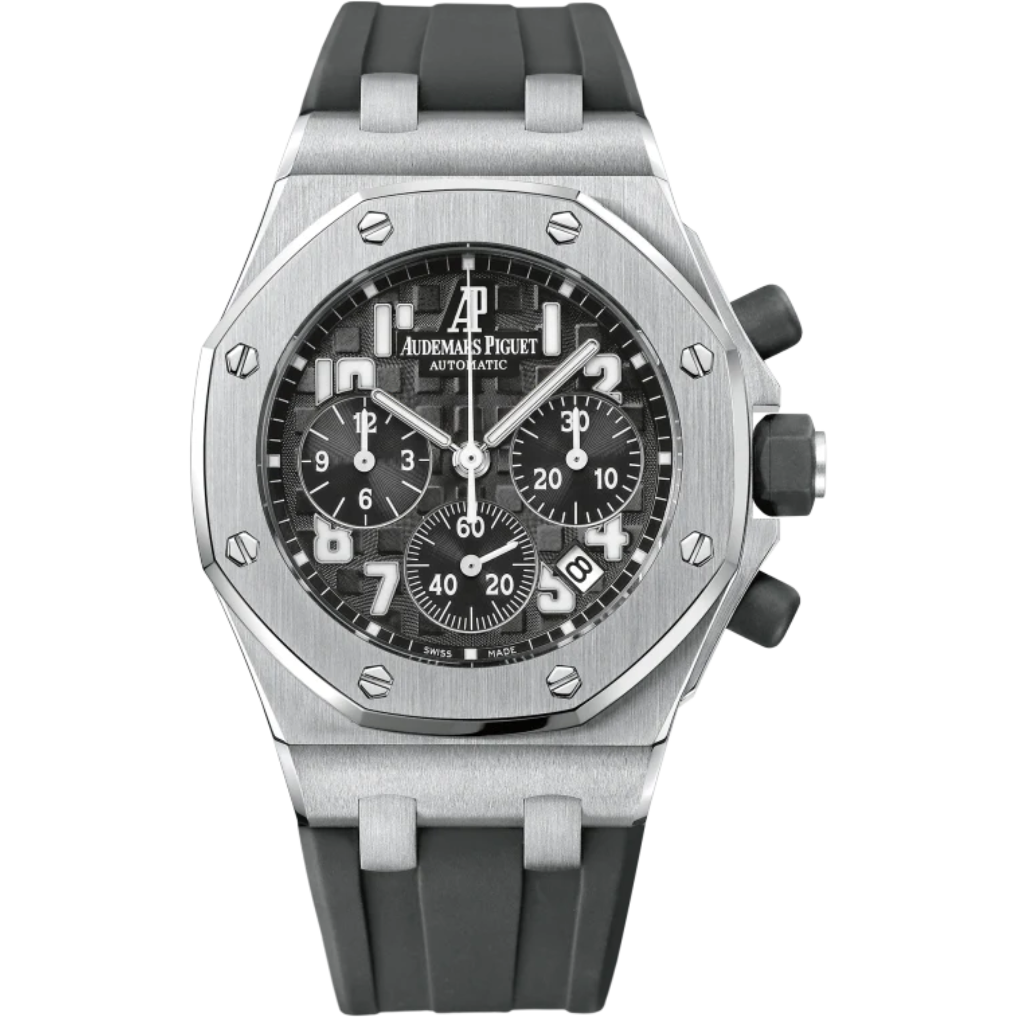 Royal Oak Offshore Chronograph 37MM Black Rubber Strap Black Dial With Méga Tapisserie Pattern Stainless Stee Case - Audemars Piguet