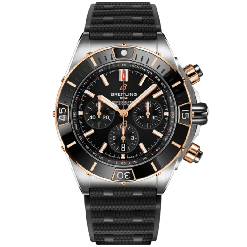 SUPER CHRONOMAT B01 44 MM STAINLESS STEEL & 18K ROSE GOLD WITH BLACK DIAL - Breitling