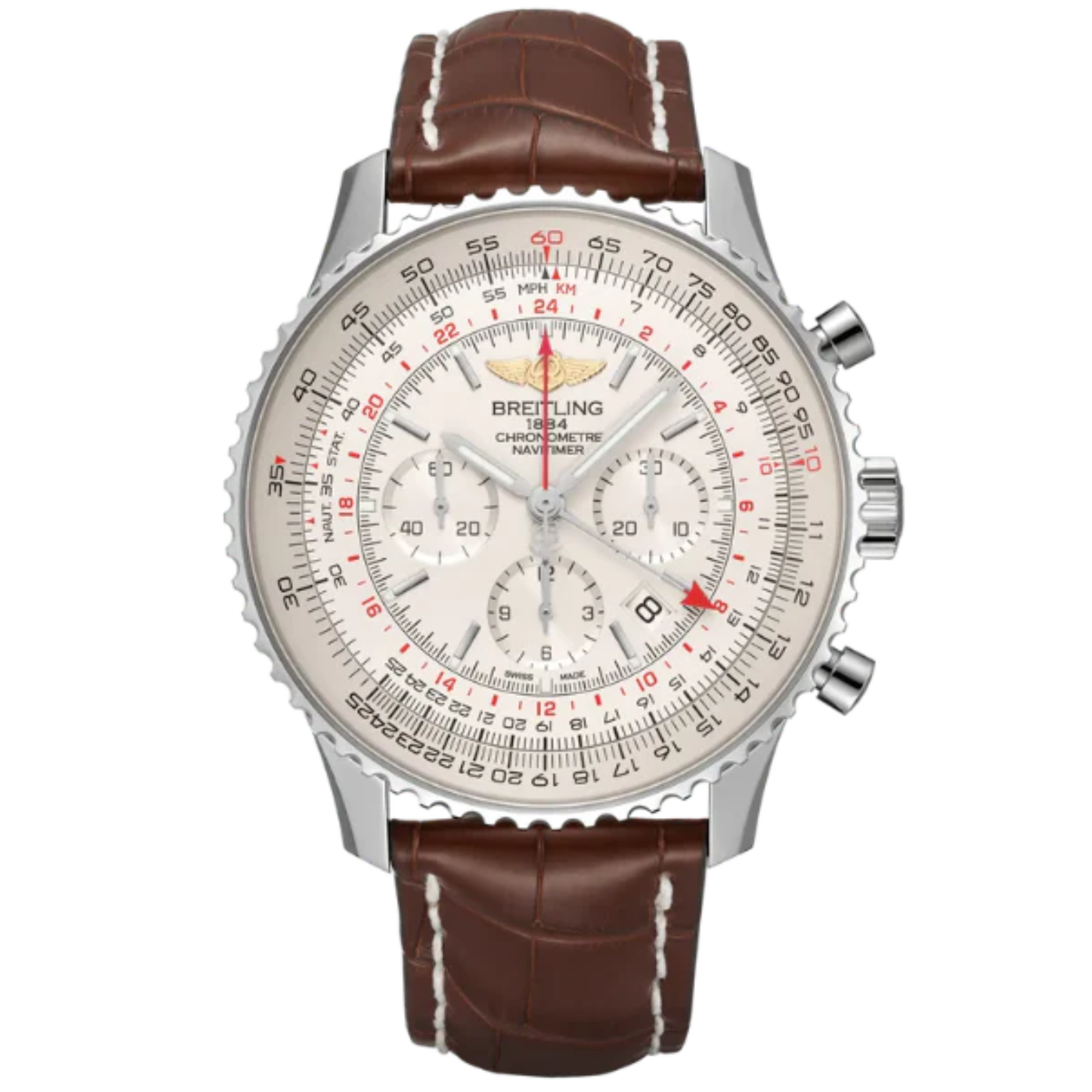 NAVITIMER B04 CHRONOGRAPH GMT 48 MM STAINLESS STEEL WITH CREAM DIAL - Breitling