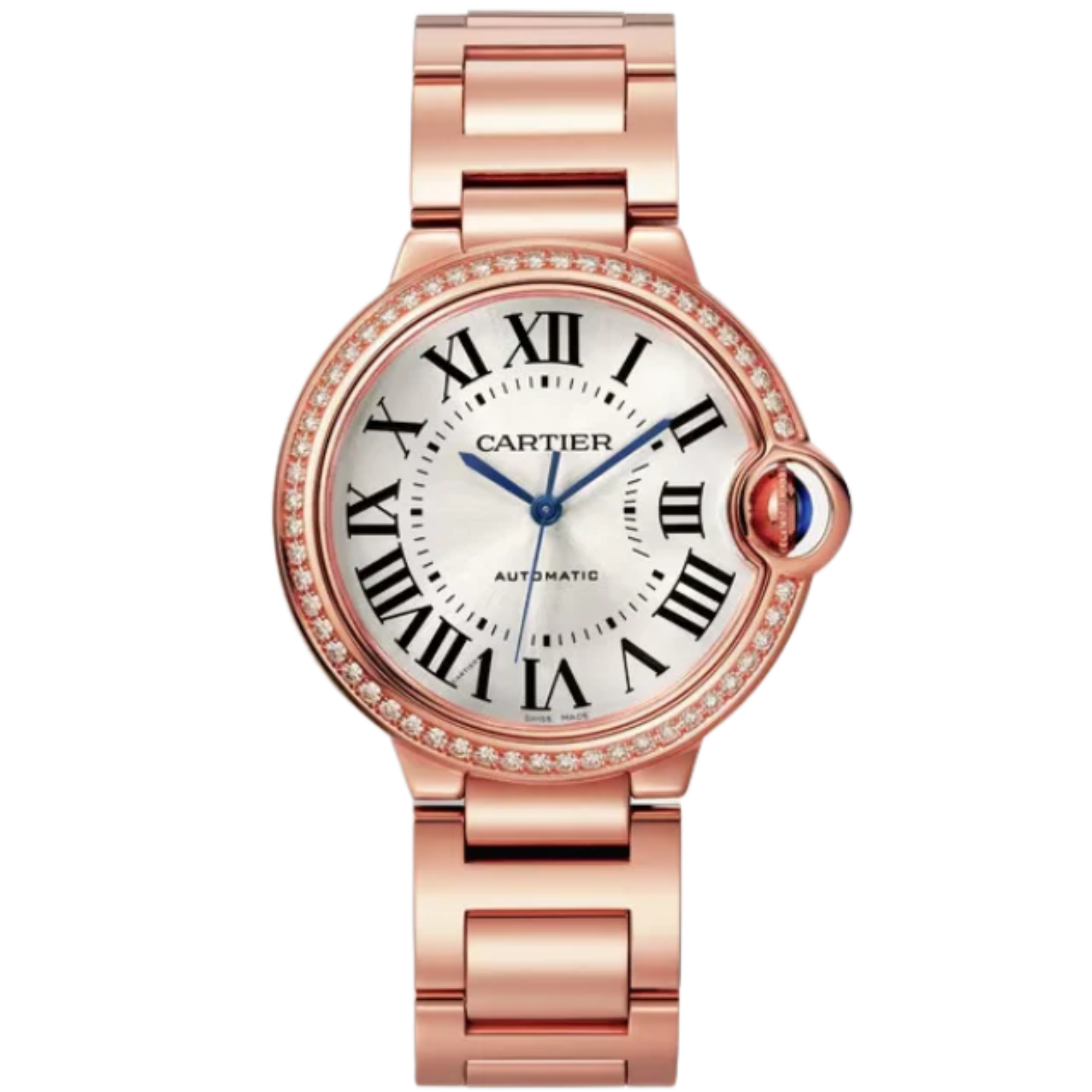 BALLON BLEU DE CARTIER 36 MM ROSED GOLD WITH SILVER SUNRAY EFFECT DIAL - Cartier