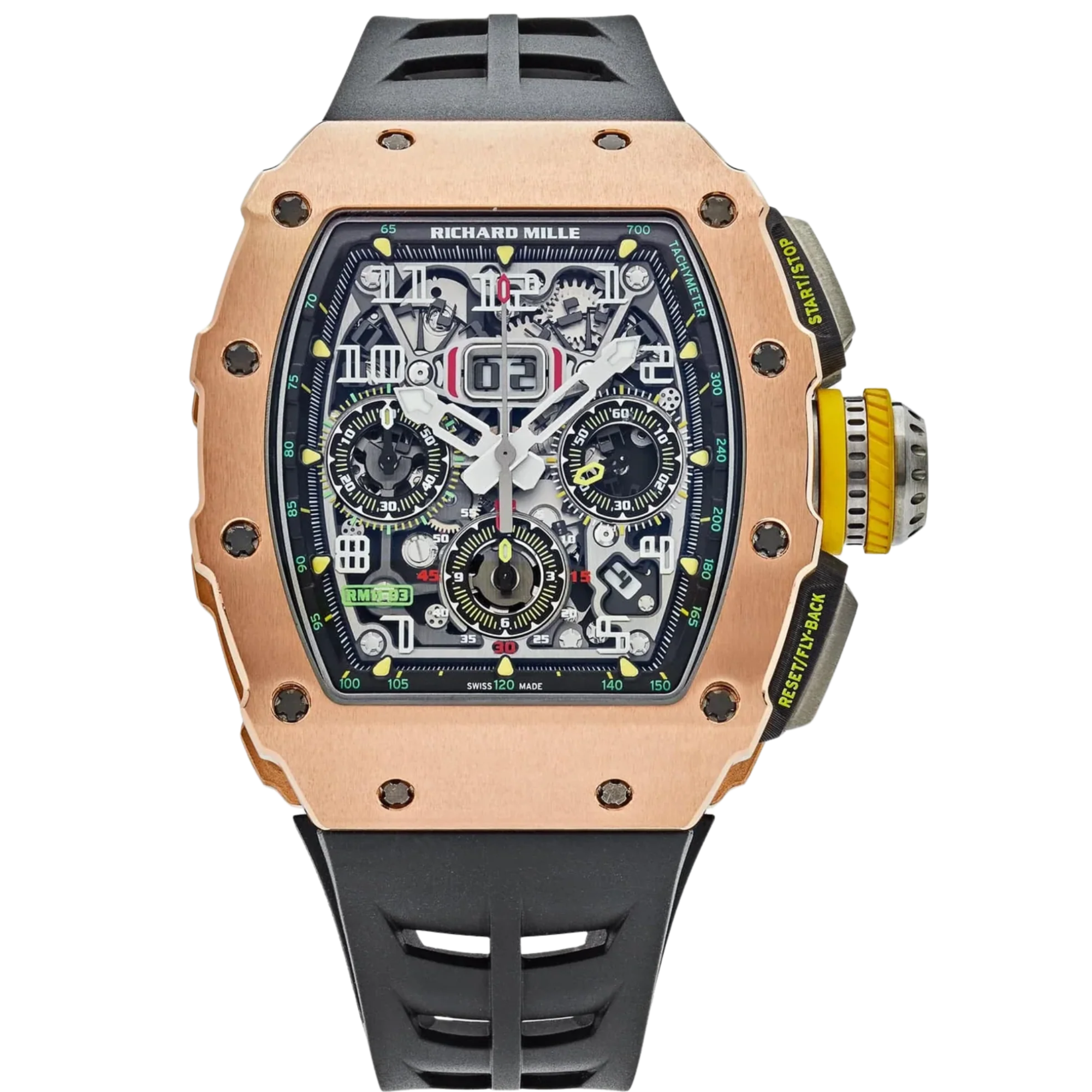 RM 011-03 Flyback Chronograph Automatic Black Rubber Strap Rose Gold Case - Richard Mille