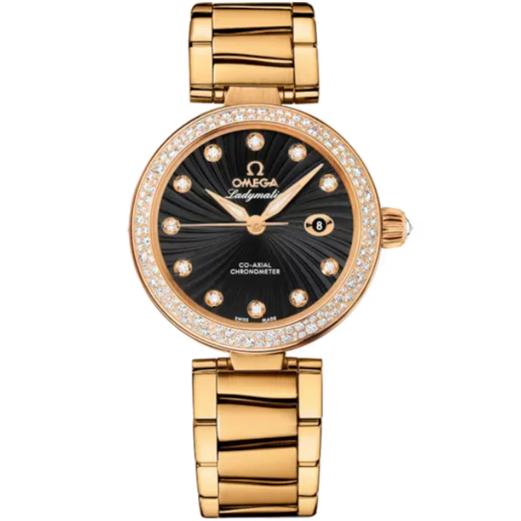 DE VILLE LADYMATIC 34 MM YELLOW GOLD WITH BLACK DIAL - Omega