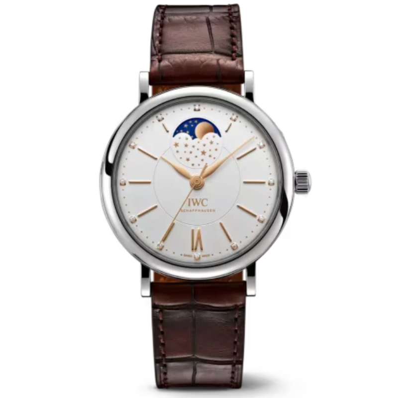 PORTOFINO AUTOMATIC MOON PHASE 37 MM STAINLESS STEEL WITH WHITE DIAL - IWC