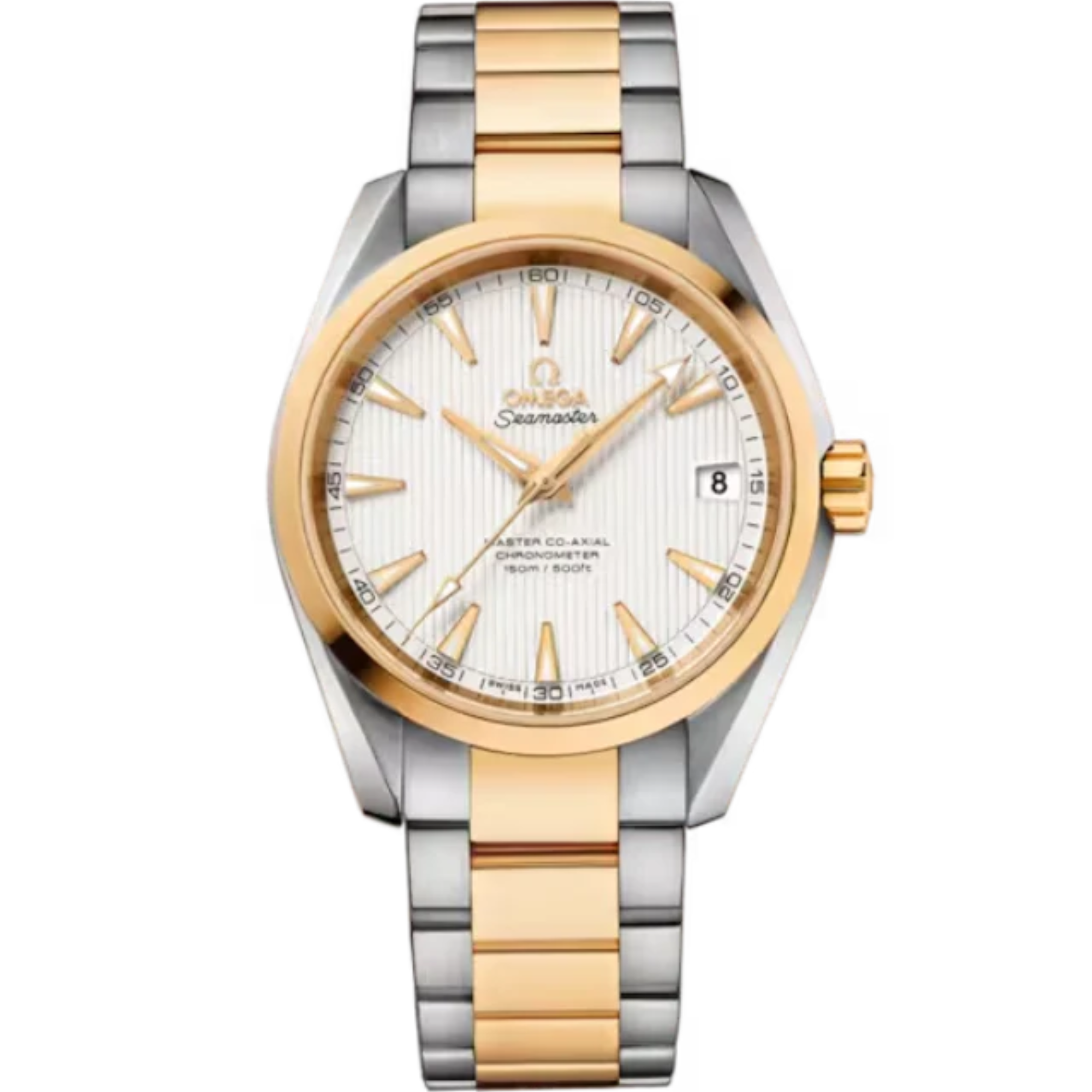 SEAMASTER AQUA TERRA 150M 38 MM STAINLESS STEEL YELLOW GOLD WITH SILVER DIAL - Omega