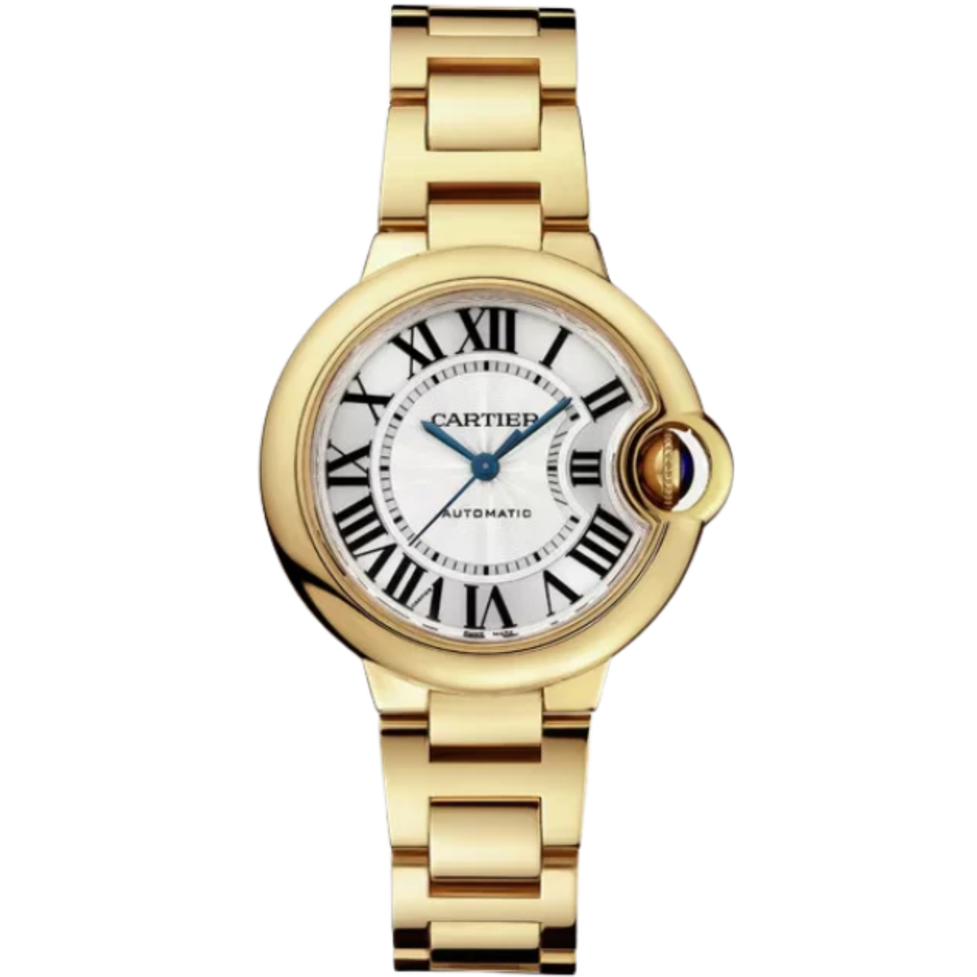 BALLON BLEU DE CARTIER 33 MM YELLOW GOLD WITH SILVER GUILLOCHE DIAL - Cartier